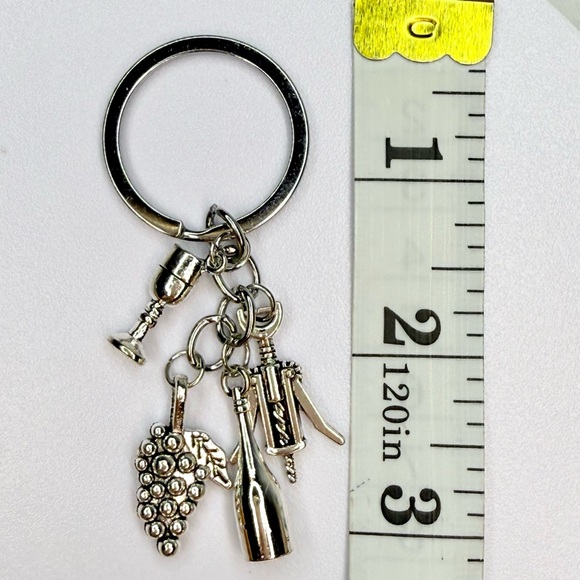 Wine theme Silver Bag Charm or Keychain - Picture 3 of 3